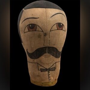 Antique Folk Art Mannequin Head Bust Hat Stand
